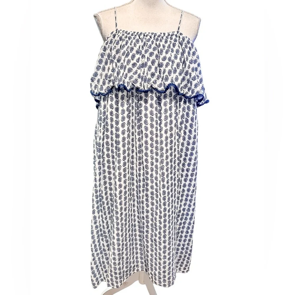 Polo Ralph Lauren Blue Paisley Ruffle Midi Dress